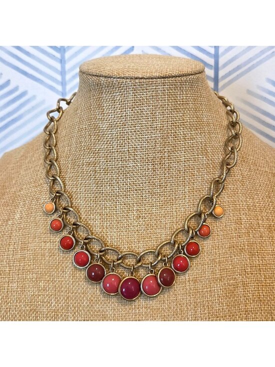 Talbots Jewelry - Talbots Gold Tone Red & Pink Statement Necklace